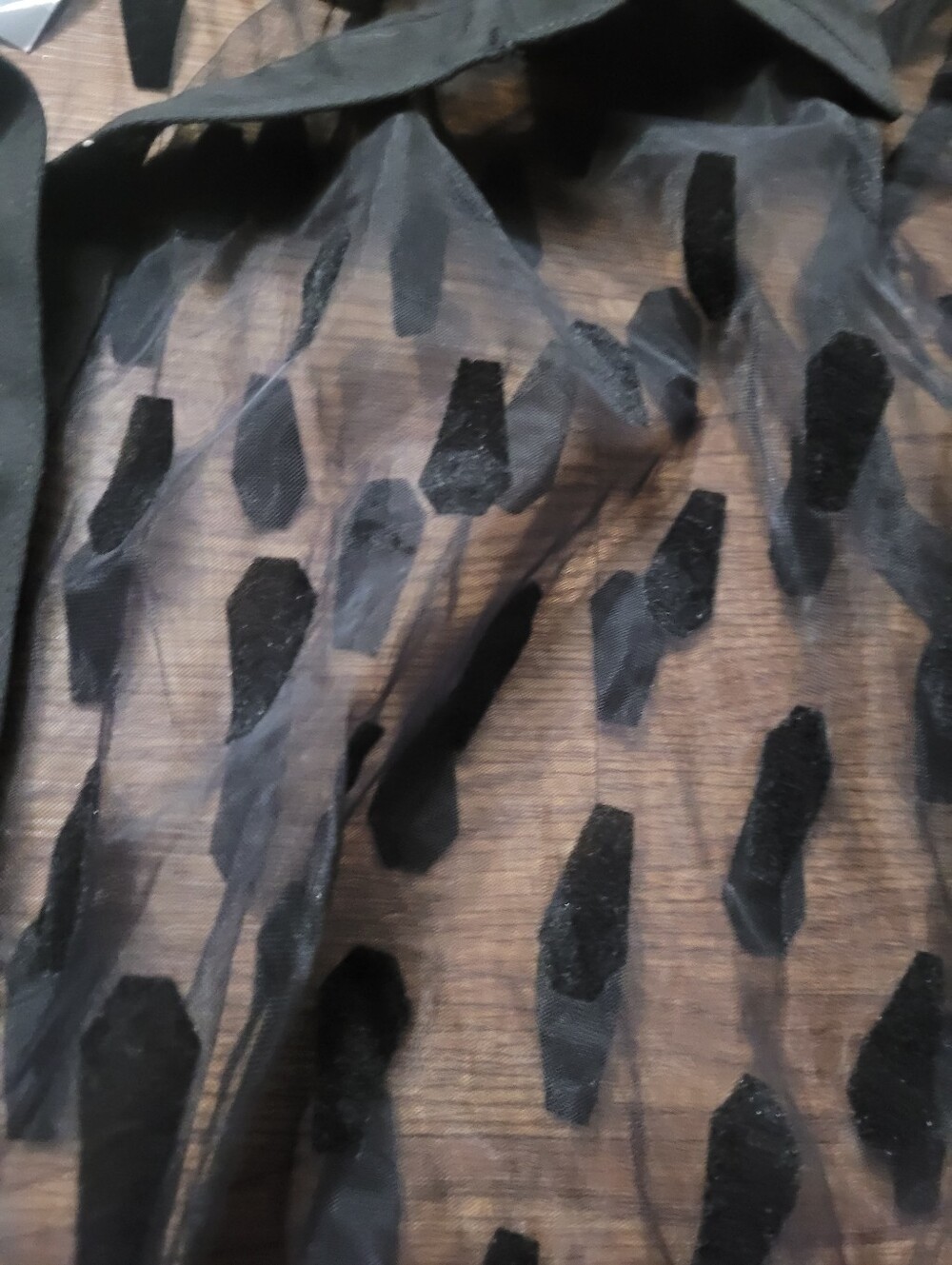 ON HOLD THRU 8-13 NWT Hot Topic XL sheer velvet coffin button down shirt goth - Picture 3 of 3